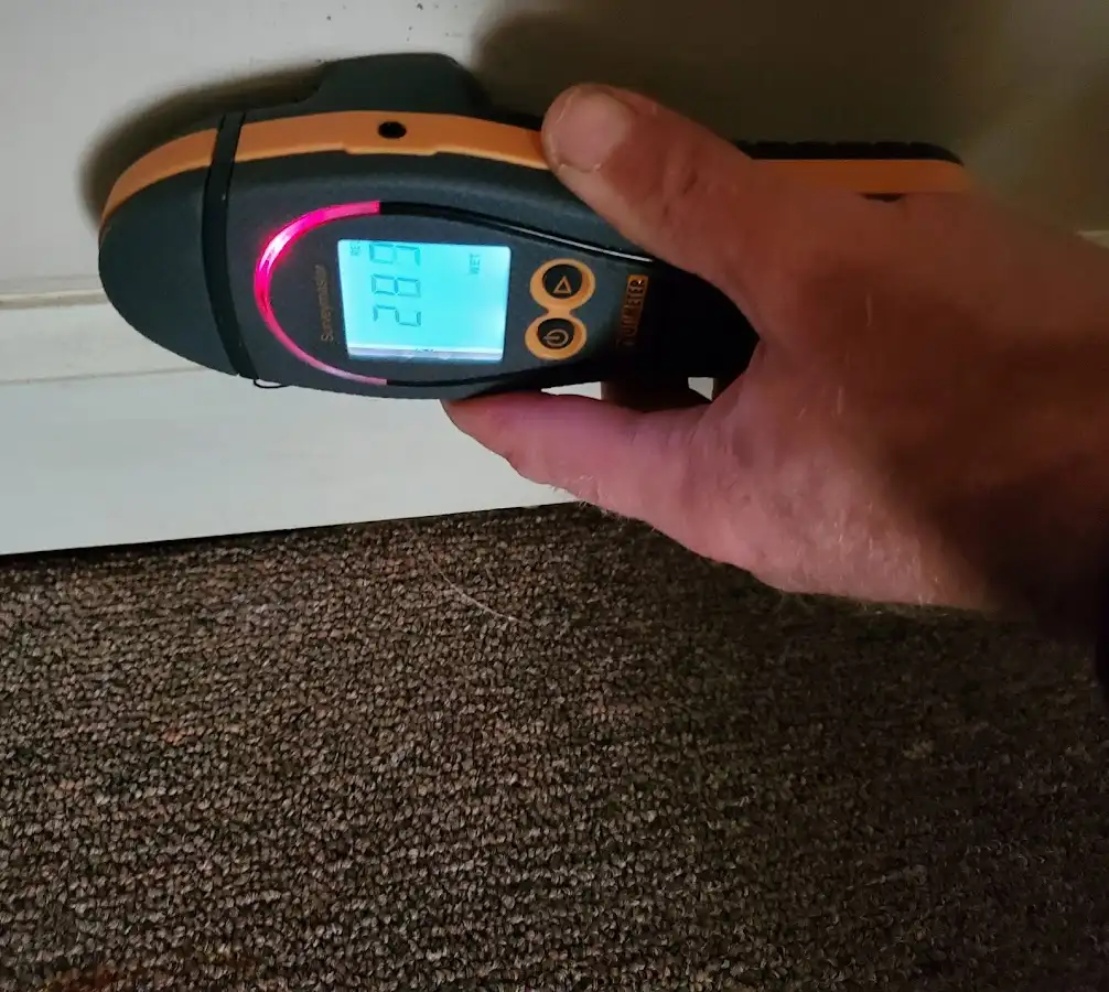 Moisture detection at baseboard during Sewage Cleanup & Sanitation in University of Virginia
